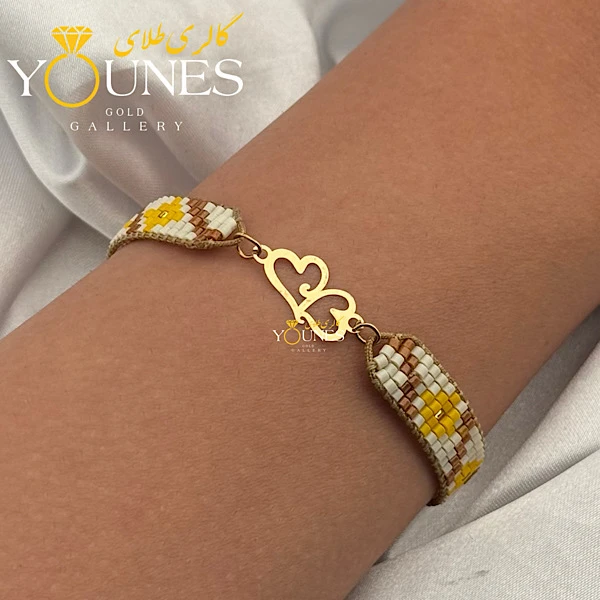 دستبند بند میوکی طرح دو قلب طلا